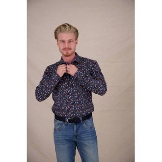 A Fish Named Fred regular casual overhemd donkerblauw