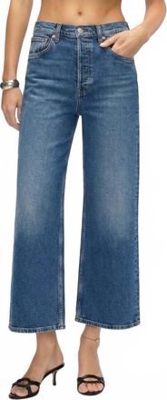 Re/Done Womens High Rise Wide Leg Crop Jean In Mid 70S