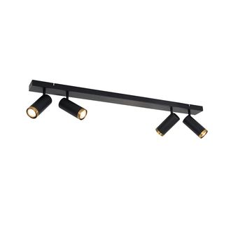 QAZQA Qazqa Moderno Foco De Techo Moderno Negro Con Bronce 4 Luces Orientables - Renna Acero Alargada Adecuado Para Led Max. 4 X 35 Watt