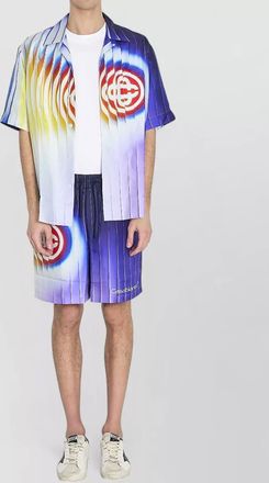 Casablanca silk twill camp collar short sleeve shirt