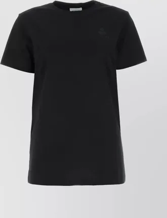 Isabel Marant organic cotton ribbed crew-neck logo-embroidered t-shirt