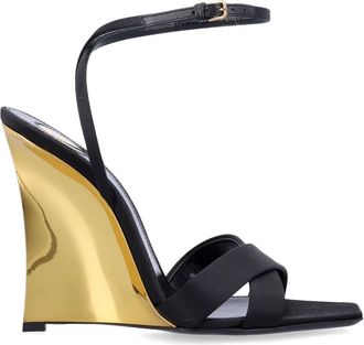 Saint Laurent Sandalen met gesloten teen en sleehak - Dames - Sleehakken - Zwart - 37 EU - Leer - Schoenen