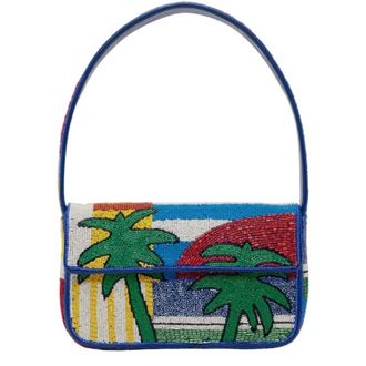 Staud Womens Tommy Beaded Shoulder Bag In Multicolor Palm Tree