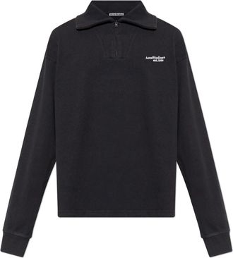 Acne Studios Sweatshirt met rits en logo - Heren - Vesten met rits - Zwart - XL - Katoen - Hoodies & sweatvesten