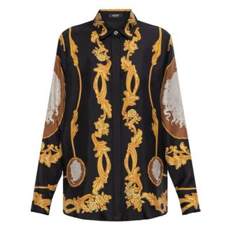 Versace Cameo Silk Button Down Shirt, Brand Size 38 ( US Size 2 )