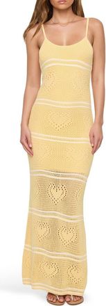 L*Space Heart to Heart Cotton Knit Cover-Up Maxi Dress in Daisy /Cream at Nordstrom, Size X-Large
