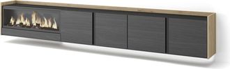 Skraut Home Skraut Home - Mueble Tv, Televisi&oacute;n, Muebles De Sal&oacute;n, Almacenaje, 315x35x50cm, Para Tv Hasta 80, Chimenea El&eacute;ctrica Xxl, Colgado, Suspendido, Led, Es