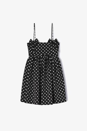 Ganni Polka-Dot Satin Mini Dress - Size 10/12 Black