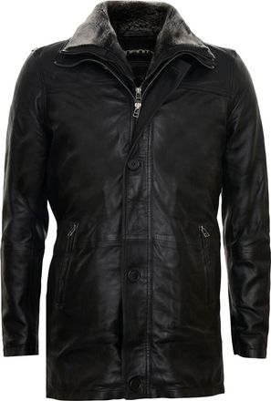 Infinity Leather Mens Removable Collar Mid Length Warm Jacket
