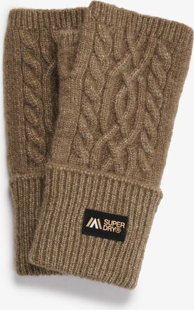 Superdry Strickhandschuhe SUPERDRY CABLE LUXE HANDWARMERS, Damen, moss khaki, Strick, Materialmix, Handschuhe Strickhandschuhe