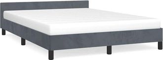 vidaXL Bed Frame With Headboard Dark grey Velvet, plywood, engineered wood