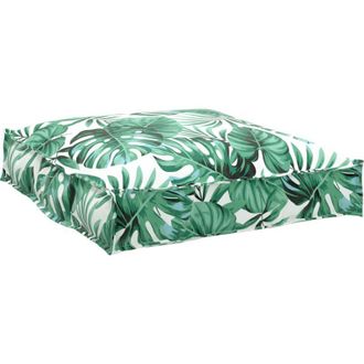 vidaXL Coj&iacute;n De Pal&eacute; Para Asiento Estampado De Hojas 70 X 70 X 12 Cm Vidaxl