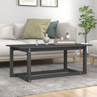 vidaXL Tavolino da Salotto Grigio 110x55x45 cm Legno Massello di Pino - Vidaxl