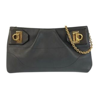Ferragamo Pre-owned Clutches, female, Gray, Size: ONE SIZE Pre-owned Leather Chain Shoulder Bag