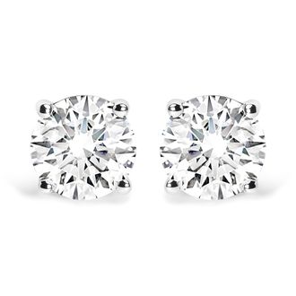 House of Brilliance 14K White Gold 2 3/4 Cttw Round Brilliant-Cut Lab Grown Diamond Classic 4-Prong Stud Earrings