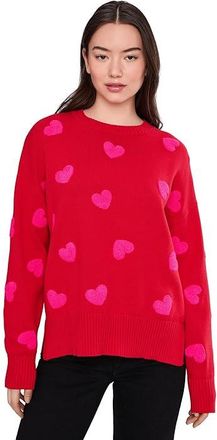 Beach Riot Callie Sweater Womens Clothing Royal Red Hearts : SM, Nylon/Polyester/Rayon