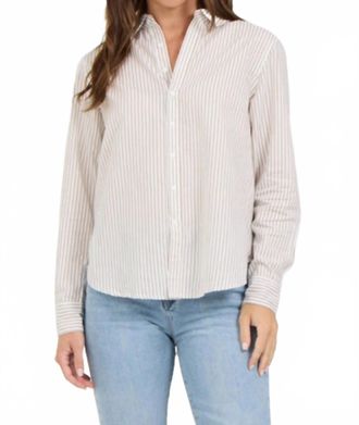 Dear John Denim Lola Button Down Shirt In Taupe Striped
