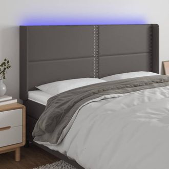 vidaXL Cabecero Con Led Cuero Sint&eacute;tico Gris 203x16x118/128 Cm Vidaxl