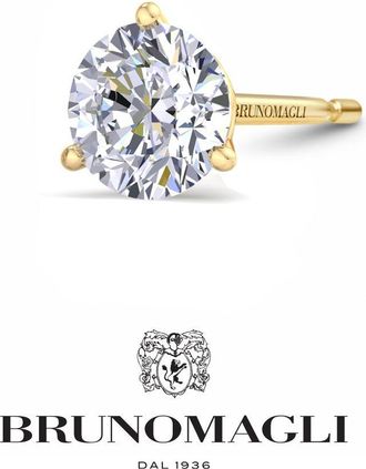 Bruno Magli Mens Lab Grown Diamond Martini Stud Earring In Sterling Silver and 14 Karat Gold, All Carat Weights Available