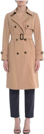 Herno Kameel Katoenen Trenchcoat Dubbel-Breasted - Dames - Trenchcoats - Beige - S - Katoen - Jassen