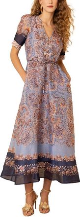 Hale Bob Hale Bob Aubrie Silk & Linen Maxi Dress