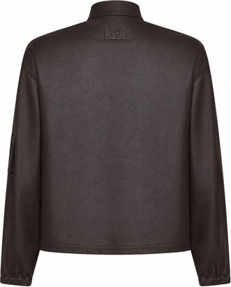 Fendi Mens Nappa Leather Blouson Dark Brown Lambskin Bomber Jackets