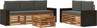 vidaXL Conjunto De Sof&aacute;s De Exterior 6 Uds. Natural Y Antracita Vidaxl