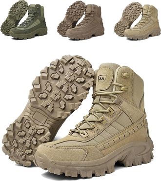 Generic Dallader Boots, 2025 Waterproof Slip On Hiking Shoes Sneakers, Orthopedic Support Anti-Puncture Work Boots (khaki,9.5)