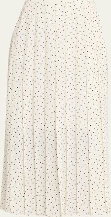 Theory Pleated Polka Dot Wrap Skirt