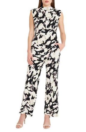 Donna Morgan Mock Neck Sleeveless Jumpsuit in Blk/misty at Nordstrom Rack, Size 10