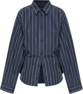 Balenciaga Overhemd met gestreept patroon - Dames - Overhemden - Blauw - M - Katoen - Overhemden