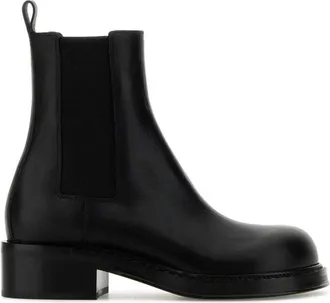 Bottega Veneta Black Leather Ankle Boots