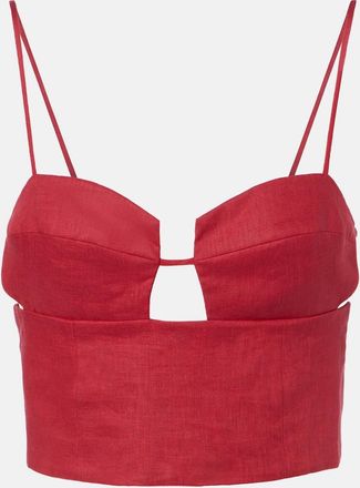 Cala de la Cruz Imperia cutout linen crop top