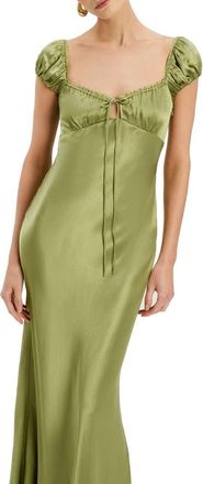 Bardot Stasia Satin Maxi Dress in Khaki at Nordstrom, Size 6