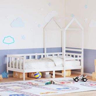 vidaXL Dormeuse con Tetto 80x200 cm Bianco in Legno Massello di Pino - Vidaxl