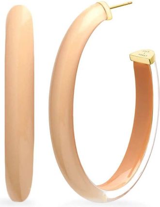 Gold & Honey Womens Xl Oval Illusion Neutral Lucite Hoop Earrings In Nude4
