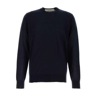 Golden Goose Truien & Vesten, Heren, Blauw, XL, Wol, Star-patch Wool Sweater