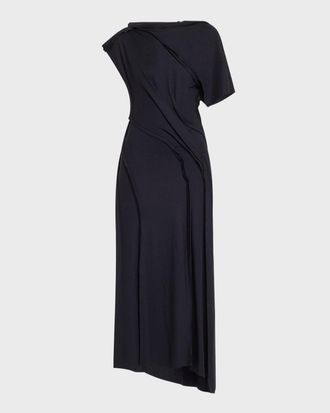 Jason Wu Asymmetric Draped Wool Jersey Maxi Dress