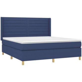 vidaXL Cama Box Spring Con Colch&oacute;n Tela Azul 160x200 Cm Vidaxl