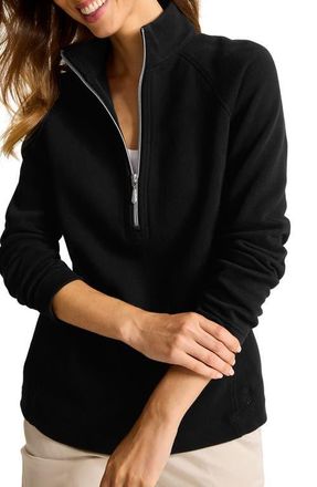 Tommy Bahama New Aruba Stretch Cotton Half Zip Pullover in Black at Nordstrom, Size X-Small