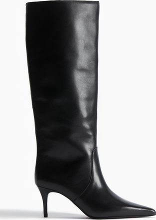 H&M Kniehohe Lederstiefel - Schwarz