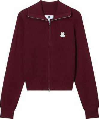 Chocoolate Cardigan a coste con zip - Rosso