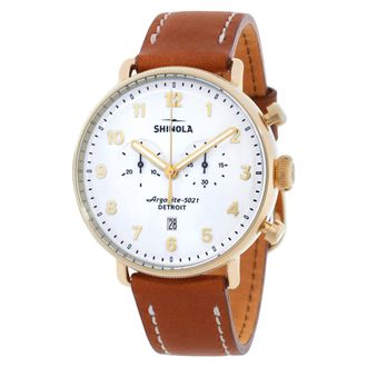 Shinola Canfield Chronograph Quartz White Dial Mens Watch S0120044134