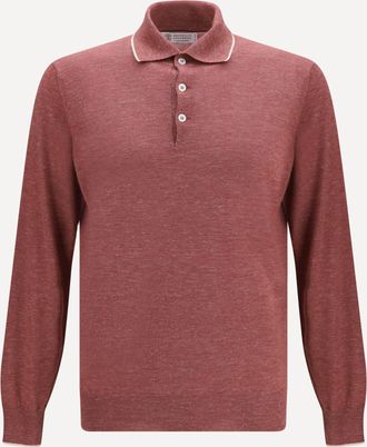 Brunello Cucinelli Polo in maglia leggera di cashmere, seta e canapa Man 48