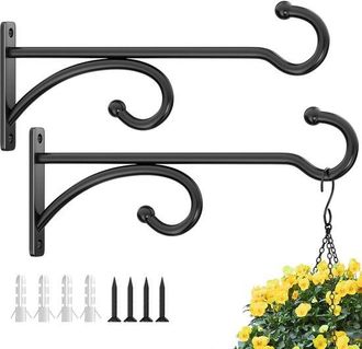 No Brand Ganchos Met&aacute;licos De 20 Cm Para Plantas, Soportes De Pared Para Interiores Y Exteriores Para Colgar Cestas Y Comederos Para P&aacute;jaros, 2 Unidades, Color