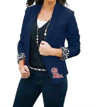 Gameday Couture Ole Miss Ikat Logo Lined Blazer In Navy