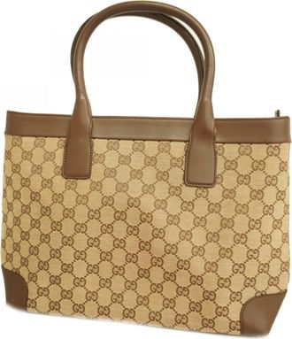 Gucci Beige Brown Canvas Tote Bag (Pre-Owned)