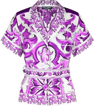 Dolce & Gabbana majolica drucken Seiden -Twill -Hemd