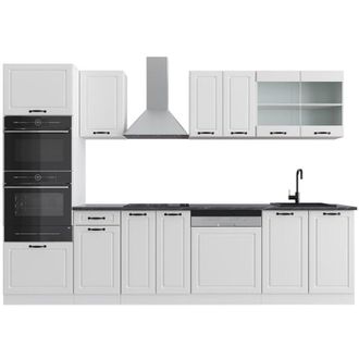 Vicco Mueble de cocina R-Line, Casa de campo blanca/blanca, 300 cm con armario alto, et Antracita