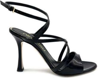 Ninalilou Sandalen - Dames - Sandalen met hakken - Zwart - 38 EU - Leer - Schoenen